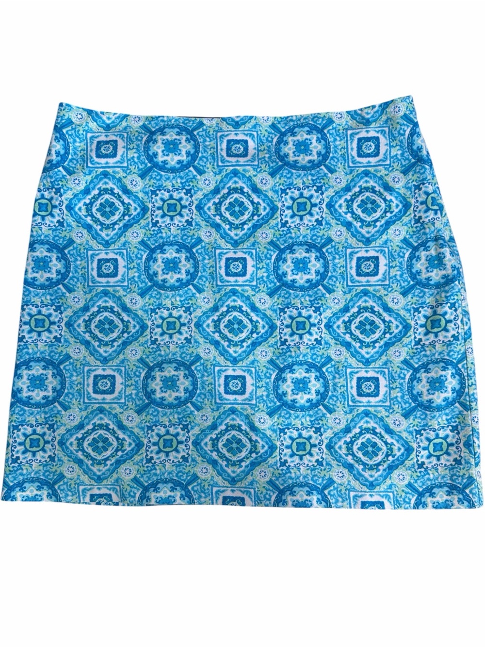 Talbots Blue Patterned Womens Skirt. EC. Size 12